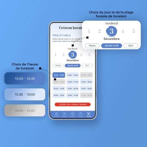 App de vente en ligne - click and collect - livraison à domicile