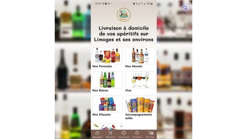 Application mobile - Vente et livraison d'alcools, d'apéritifs  - Limoges 87